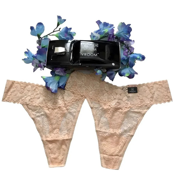 Inc International Concepts NWT 2 Beige Lace Thongs Bundle Women Various - Picture 1 of 8